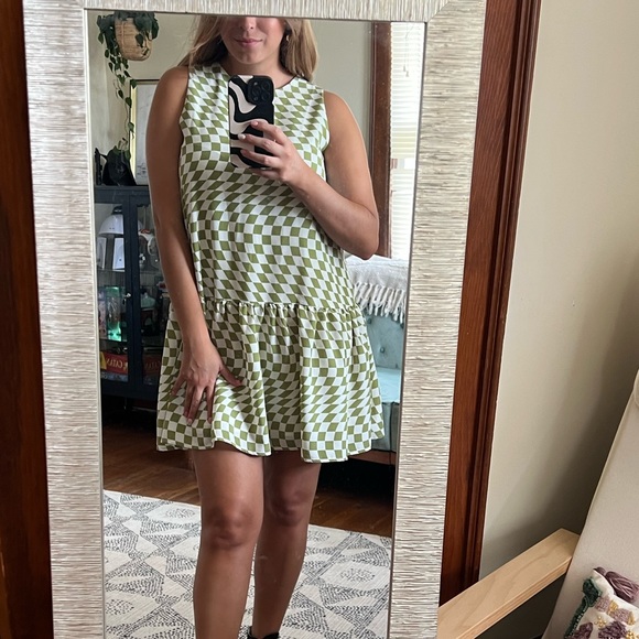 Cami smock mini dress in checkerboard print - Picture 3 of 5